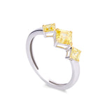 3 Yellow Asscher Ring