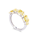Yellow Up & Down Asscher Ring