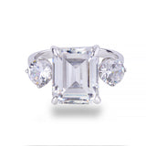 5ct Emerald and side Round Diamond Ring