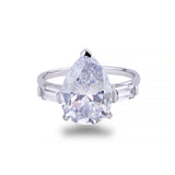 3 ct Pear and Side Baguette Diamond Ring