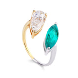 Extra Long Pear and Marquise Ring
