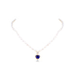 50 Pointer Pear And Blue Heart Necklace