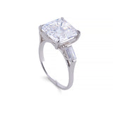 Asscher Solitaire and Side Baguette Diamond Ring