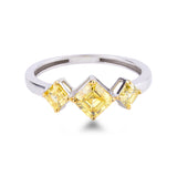 3 Yellow Asscher Ring