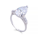3 ct Pear and Side Baguette Diamond Ring