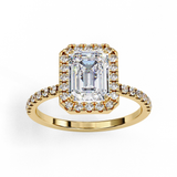 Halo 2.70 ct Emerald with Side Diamond Ring