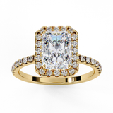 Halo 1.8 ct Radiant with Side Diamond Ring