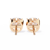 Half Bezel Round Diamond Studs