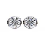 Half Bezel Round Diamond Studs