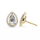 Pear Halo Studs