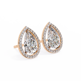 Pear Halo Studs