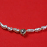 50 Pointers Heart Bezel White Necklace /  Bracelet