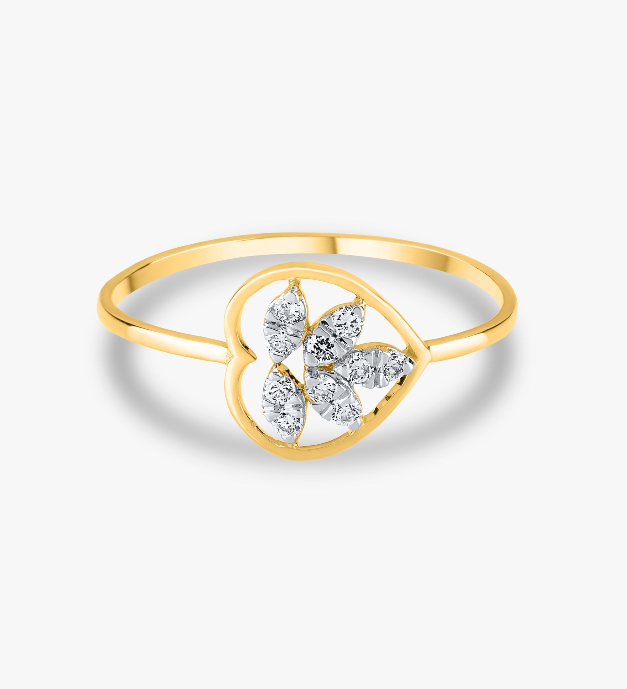 Gold Floral Heart Ring 