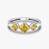 3 Yellow Asscher Ring