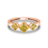 3 Yellow Asscher Ring