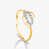 Hexagonal Pave-Set Gold Ring