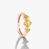 3 Yellow Asscher Ring