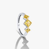 3 Yellow Asscher Ring