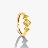 3 Yellow Asscher Ring