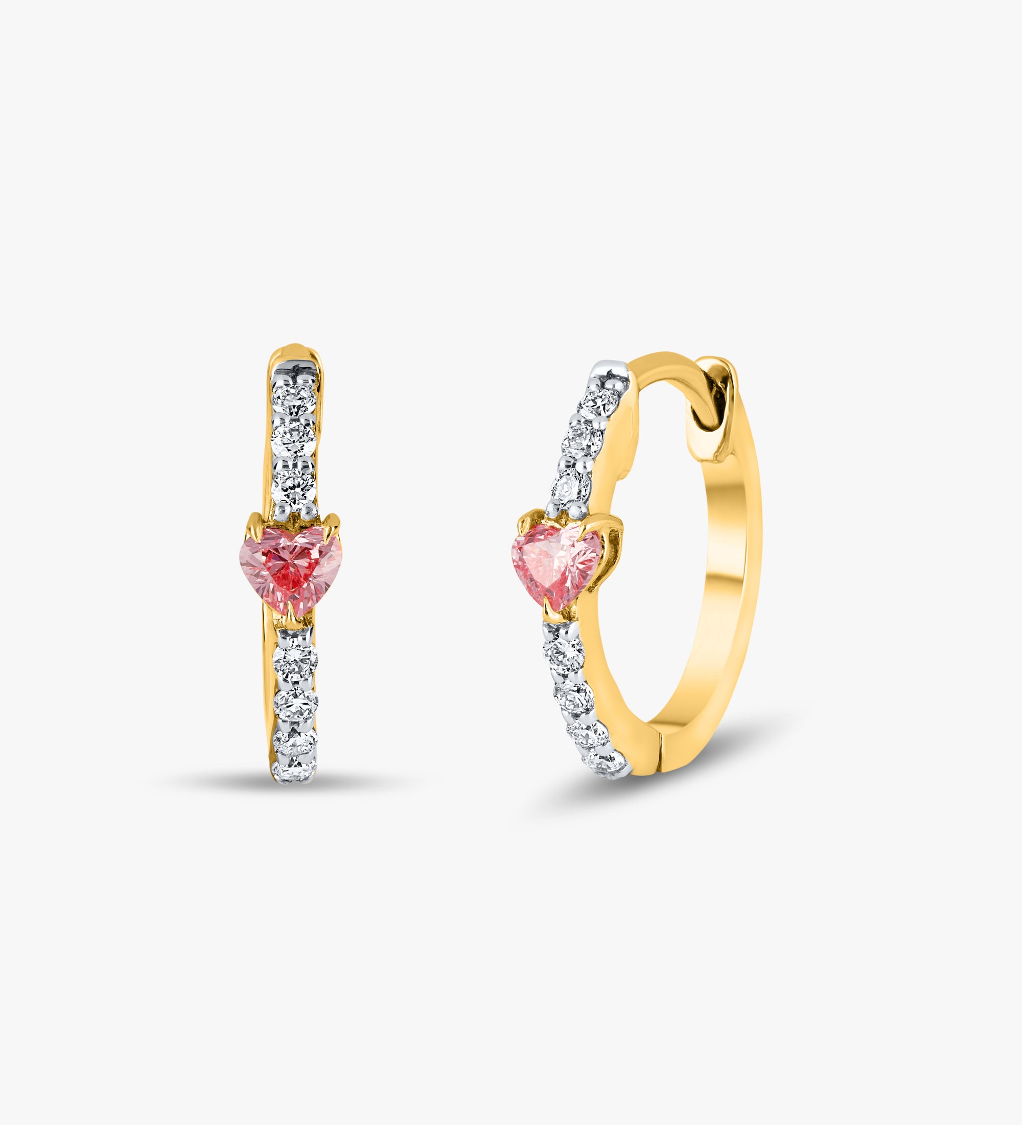 Pink Diamond Huggie Earrings