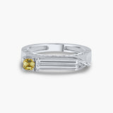 Yellow diamond and extra long baugette Ring