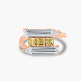Extra long baugette with yellow princess diamond ring