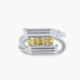 Extra long baugette with yellow princess diamond ring