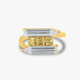 Extra long baugette with yellow princess diamond ring