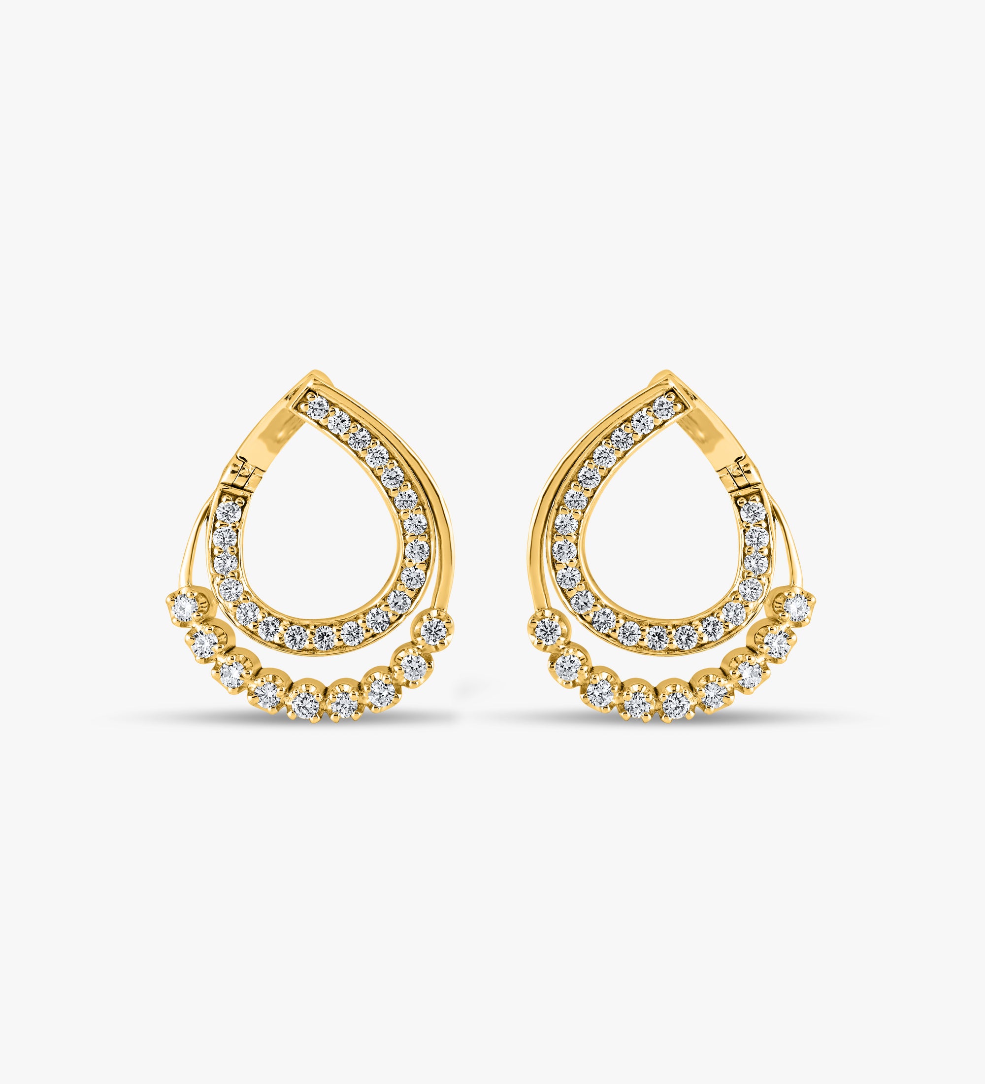 Half Ring Diamond Loop Earrings