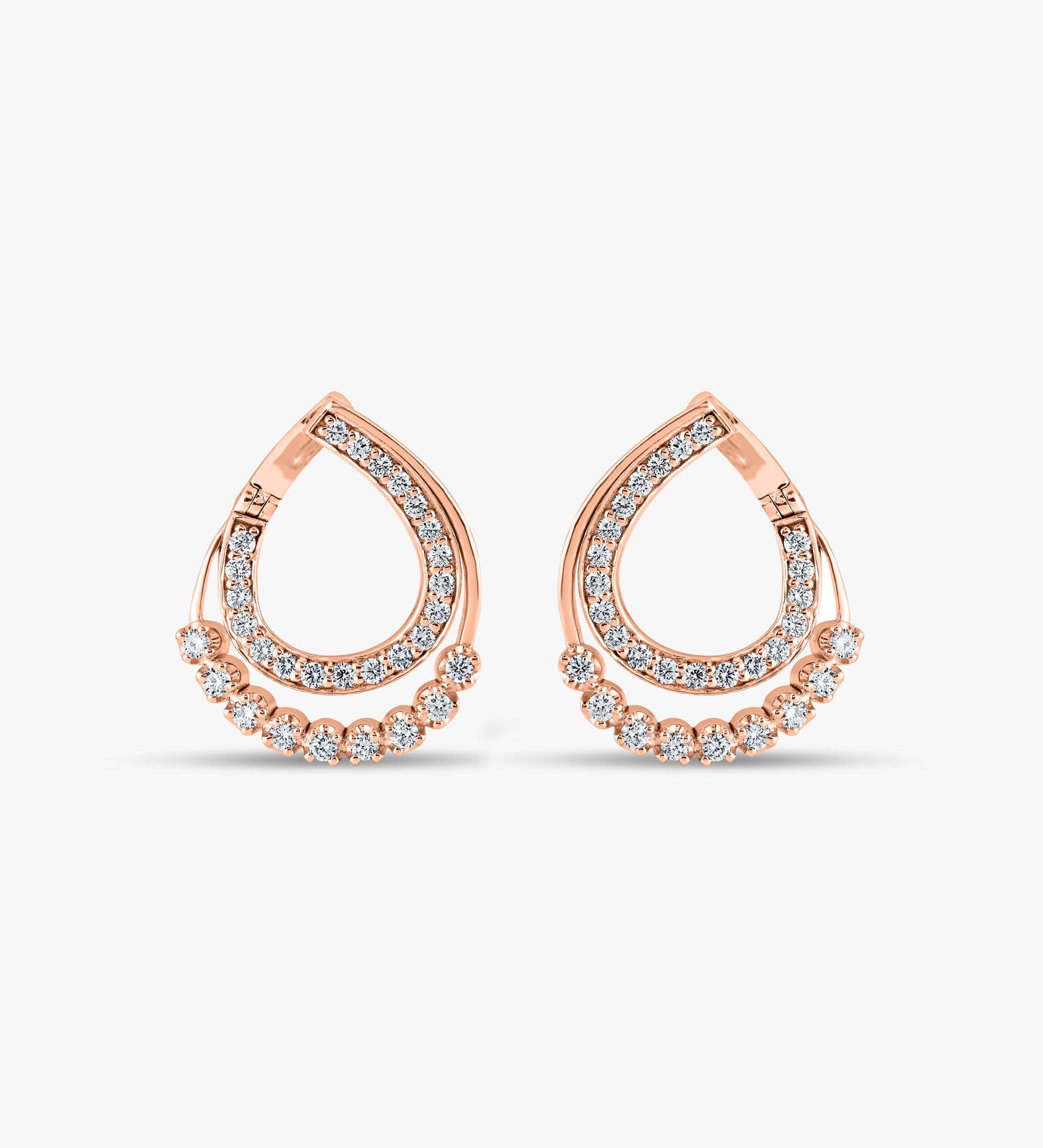 Half Ring Diamond Loop Earrings