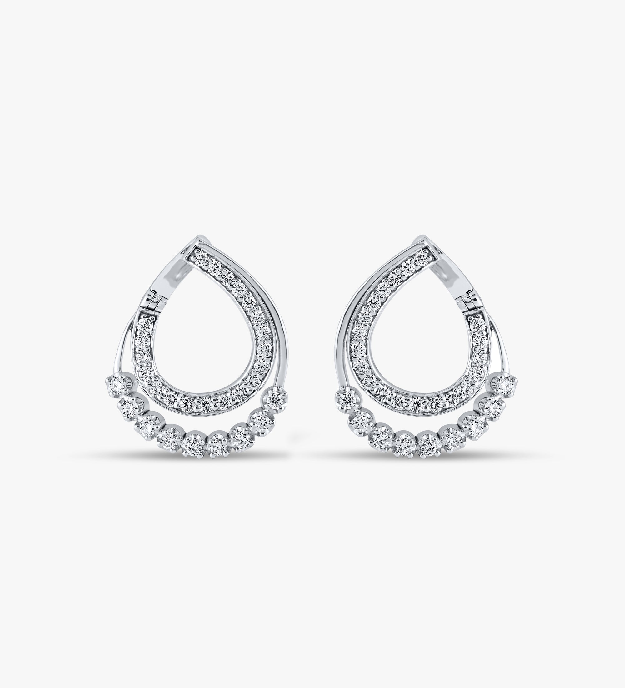 Half Ring Diamond Loop Earrings