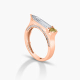 Yellow diamond and extra long baugette Ring