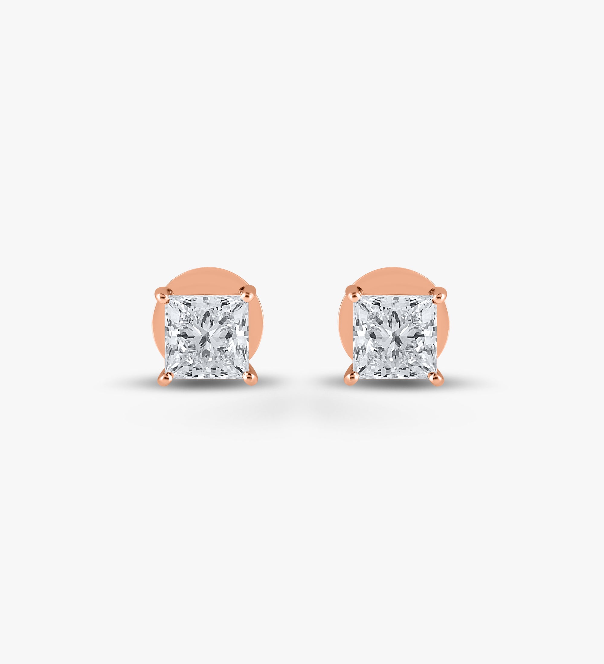 2.05 TCW Princess Cut  Diamond Studs
