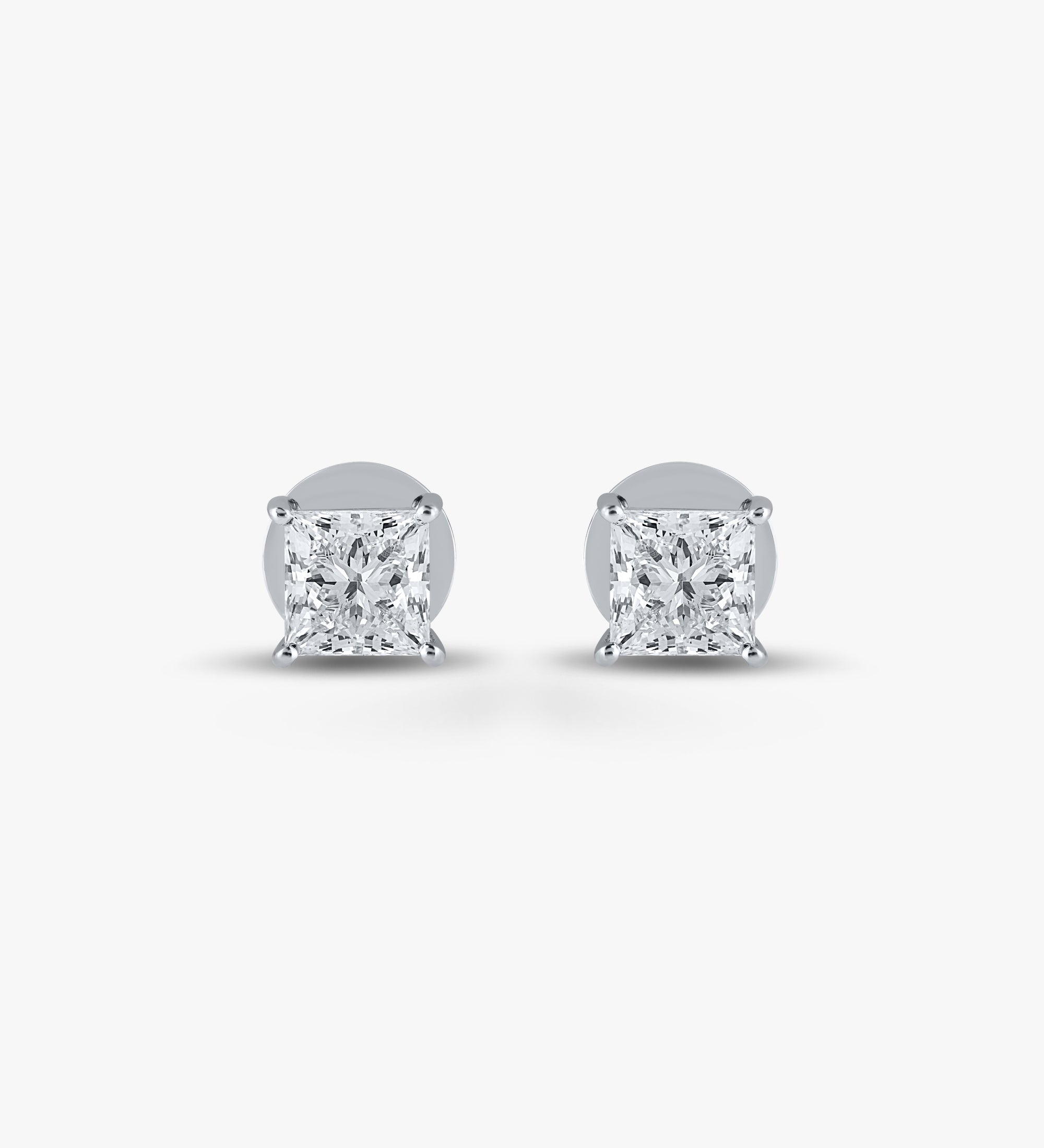 2.05 TCW Princess Cut  Diamond Studs