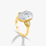 Pear Solitaire with Side Diamond Ring