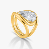 golden 3.9ct pear diamond ring