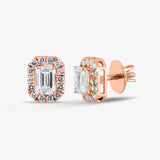 Emerald Diamond Halo Studs