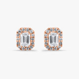 Emerald Diamond Halo Studs