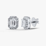 Emerald Diamond Halo Studs