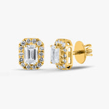 Emerald Diamond Halo Studs