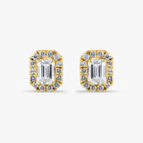 Emerald Diamond Halo Studs