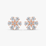 Elegant Flower Pear Diamond Studs