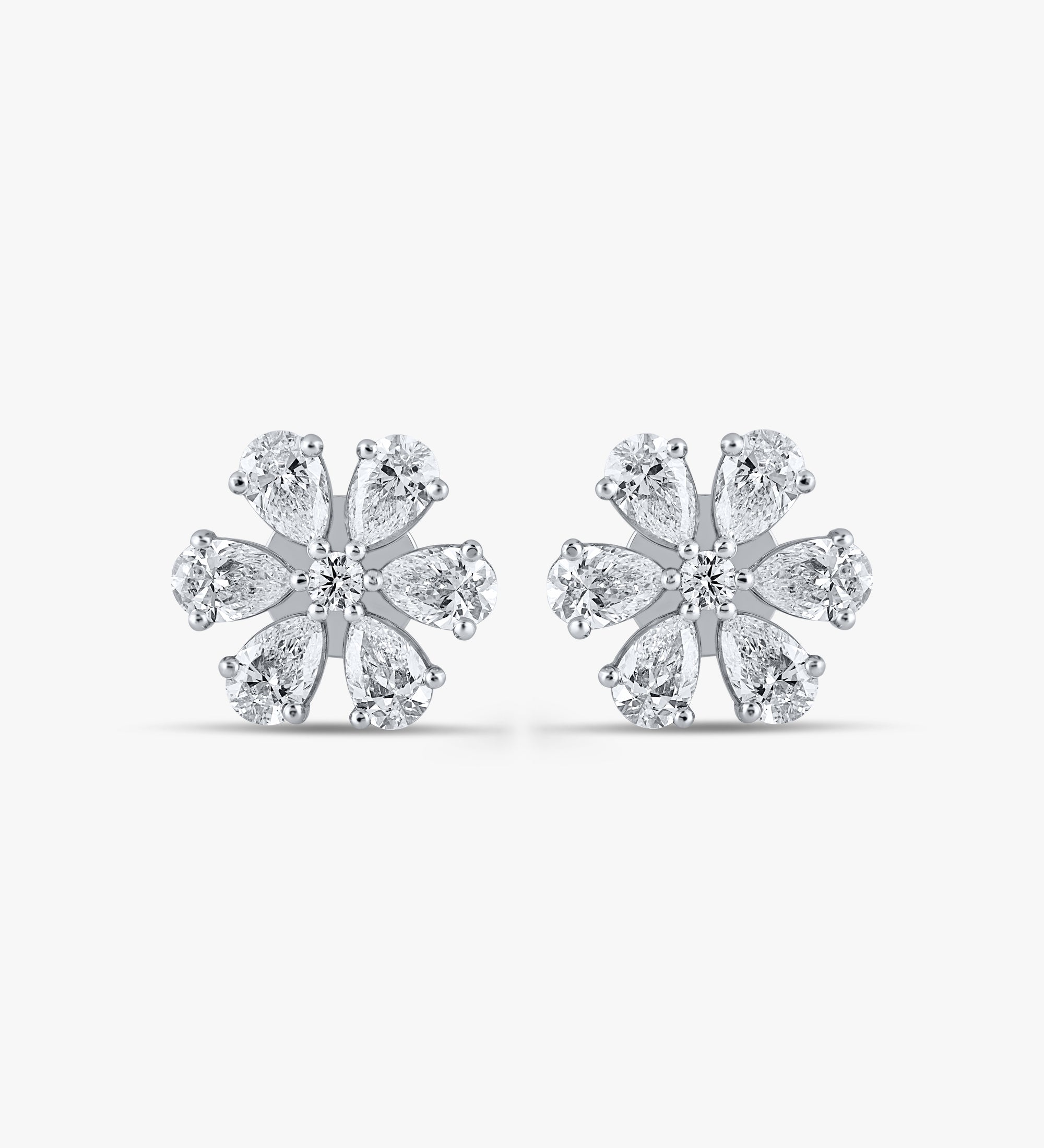 Elegant Flower Pear Diamond Studs