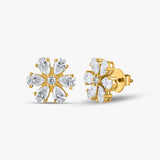 Elegant Flower Pear Diamond Studs