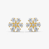 Elegant Flower Pear Diamond Studs