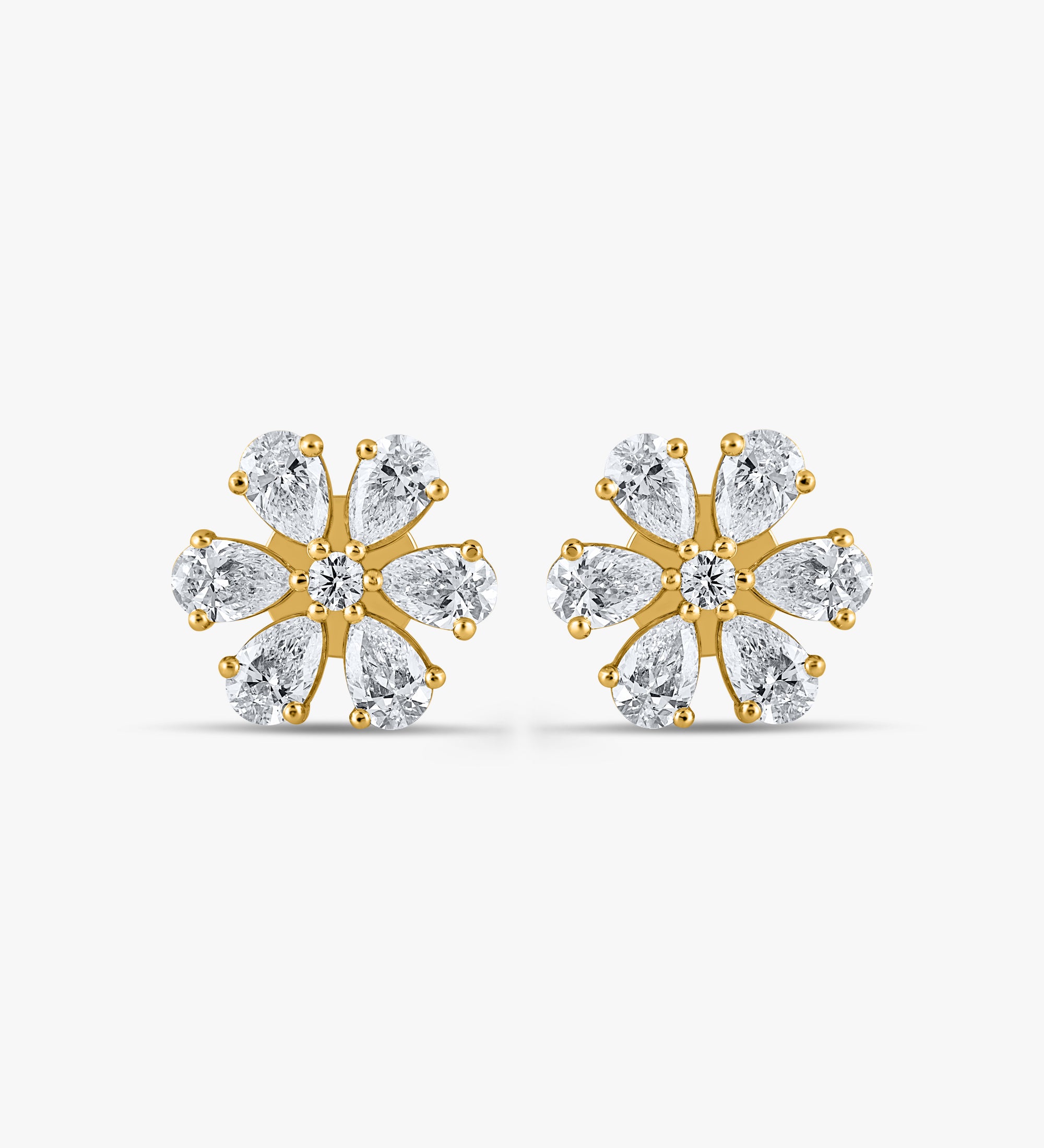 Elegant Flower Pear Diamond Studs