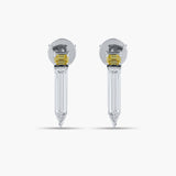 Yellow Emerald & Baguette Diamond Stud Earring