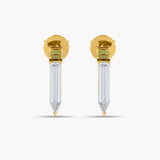 Yellow Emerald & Baguette Diamond Stud Earring