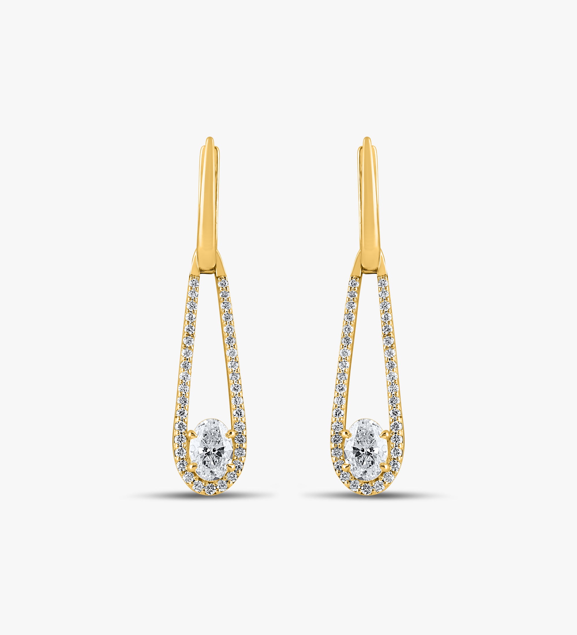 Geometric Drop Diamond Earrings