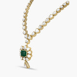 Moissanite Polki & Diamond Silver Necklace